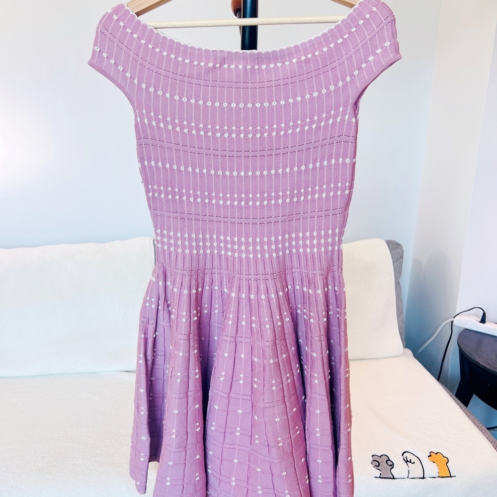 NWT CC Couture Pink Off Shoulder Knit Fit & Flare Dress Alexander McQueen - Picture 5 of 8